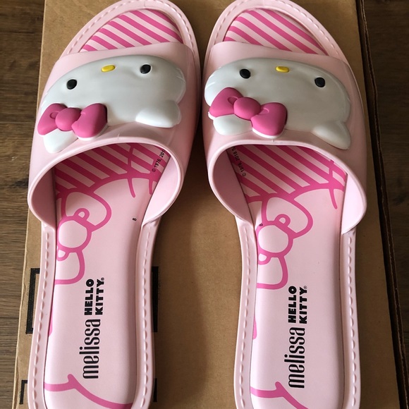Two Pairs Left! HELLO KITTY-NWT Melissa Pink Women's Sandals - Picture 3 of 8